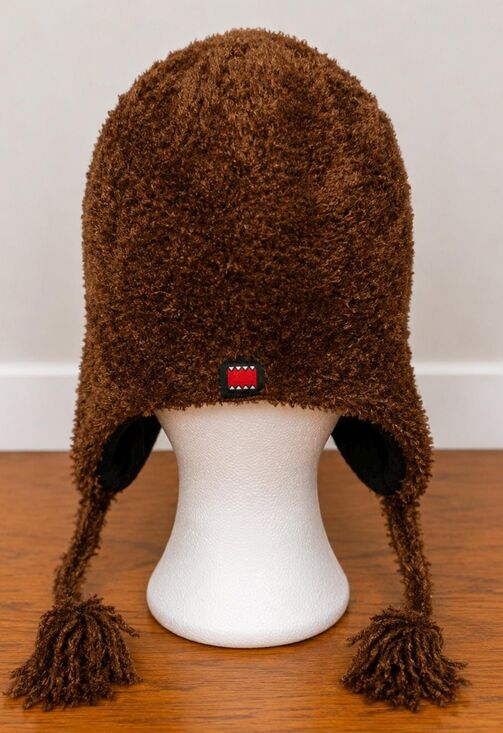 Domo Rear Kun Plush Fleece Trapper Hat Brown Ear Flap Winter Beanie Anime Char main image 2